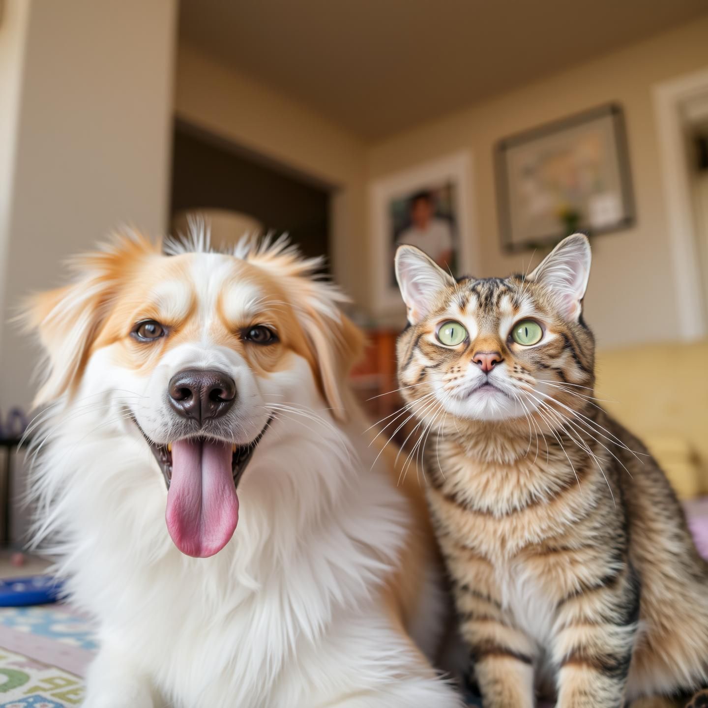 Generated image for: happy dog and a cat