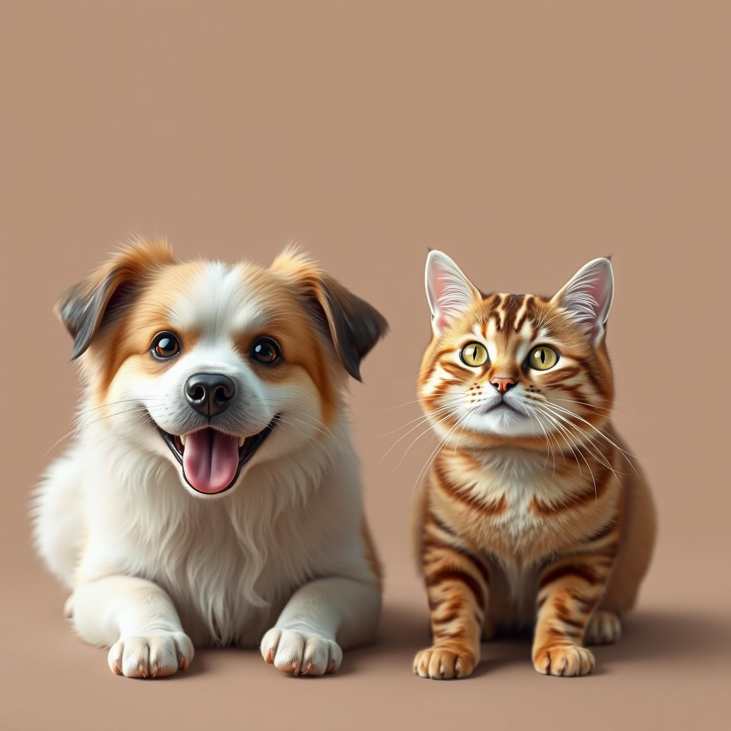 Generated image for: happy dog and a cat, hyper realistic